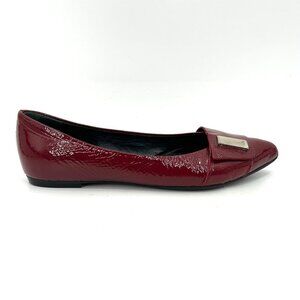 AGL Italy Chianti Burgundy Red Patent Leather Pointed Toe Flats Shoes Size 8